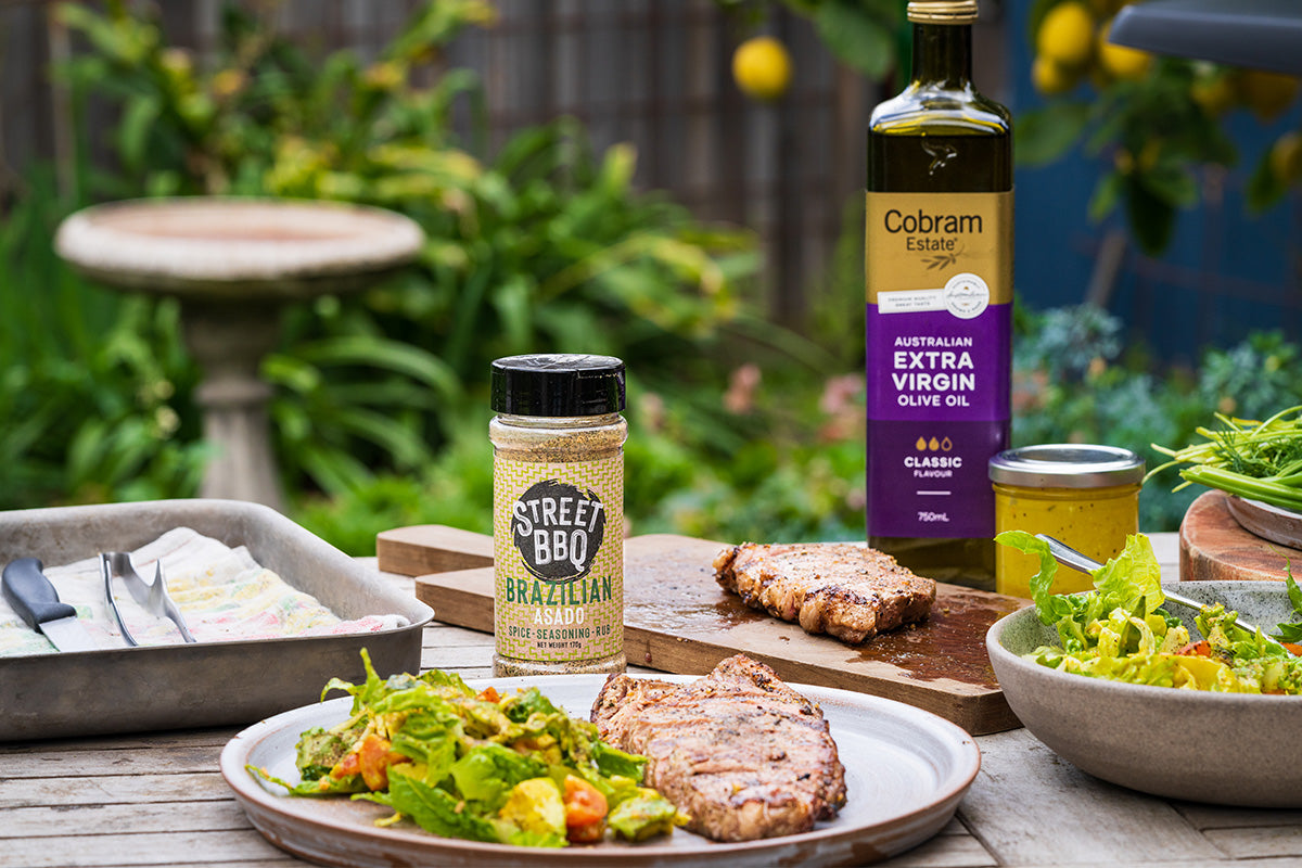 Quick Cook Steak, Chopped Salad with Street BBQ Brazilian Asado