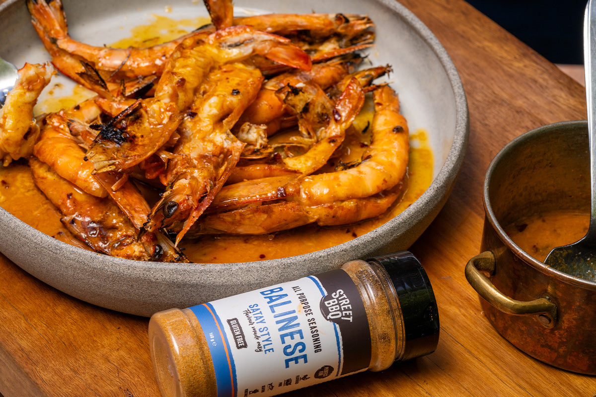 Balinese-Style Grilled Prawns with Satay & Chilli Butter