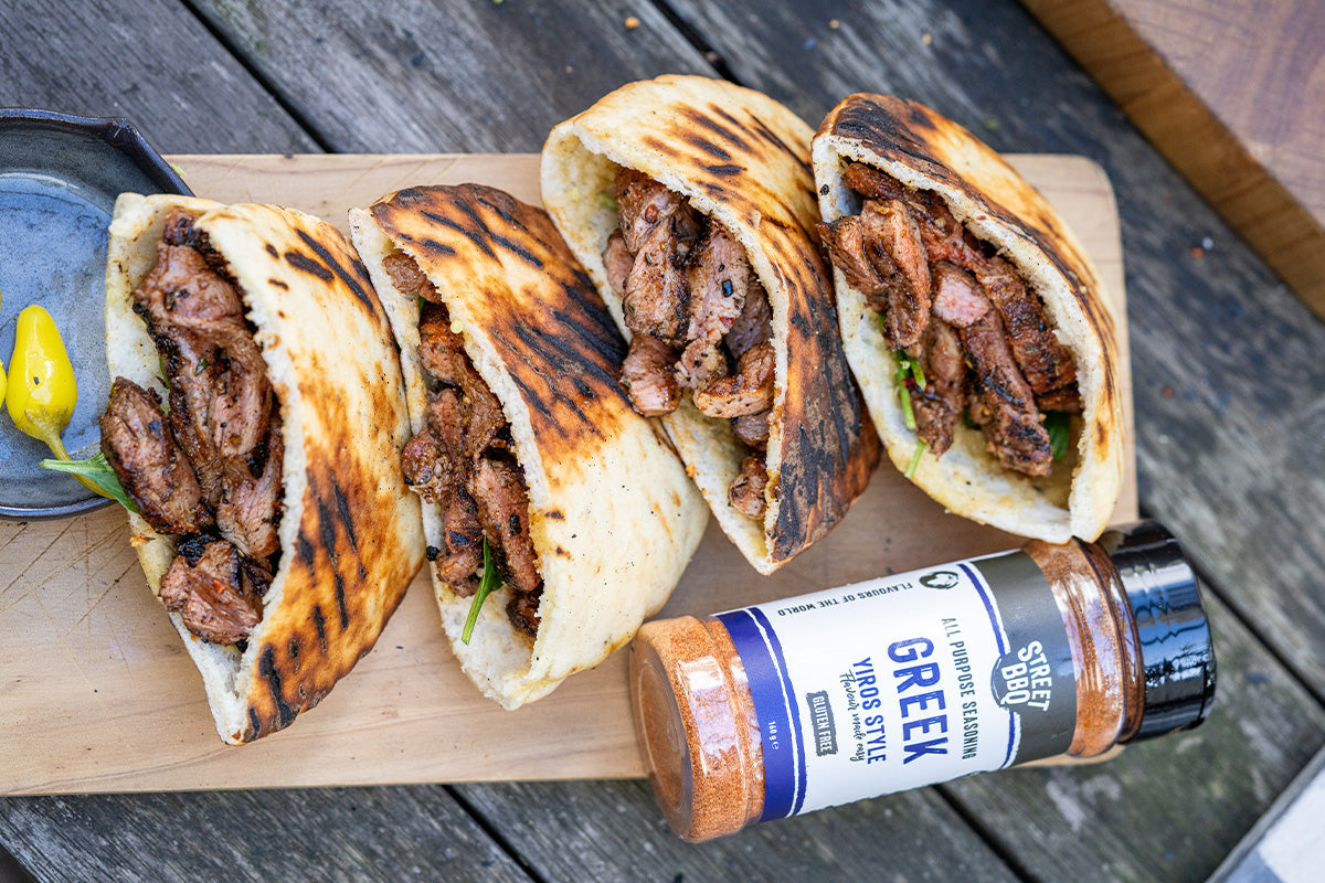 Street BBQ Greek Lamb Pita Pockets