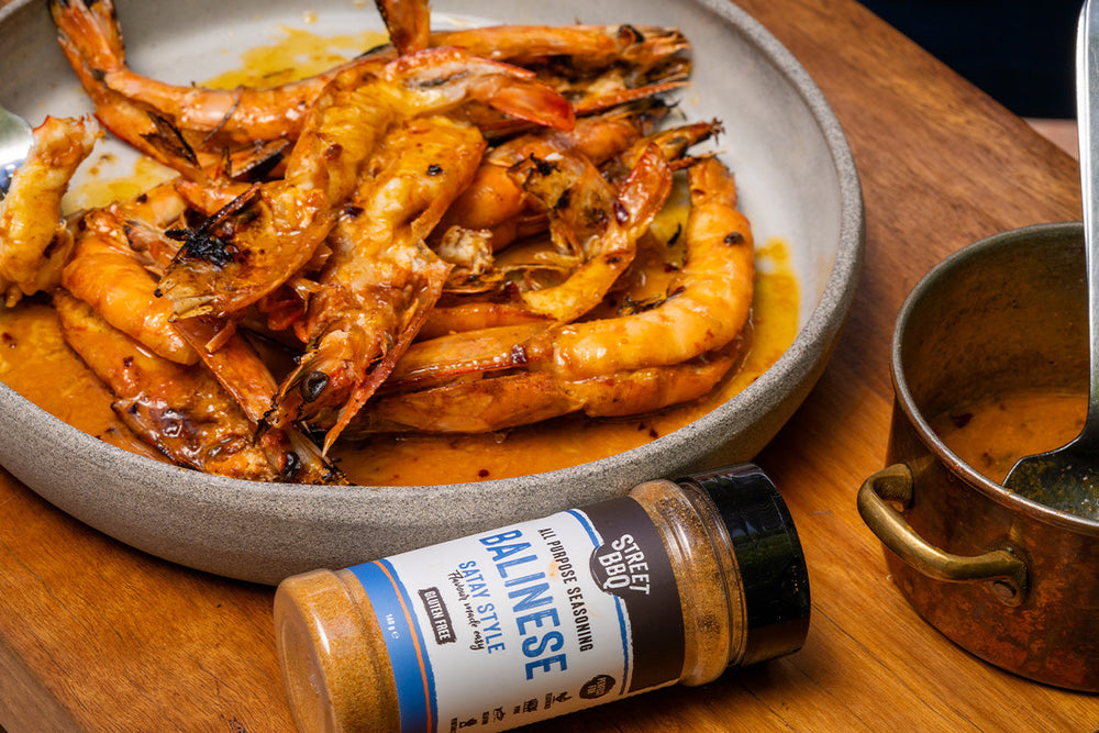 Balinese-Style Grilled Prawns with Satay & Chilli Butter