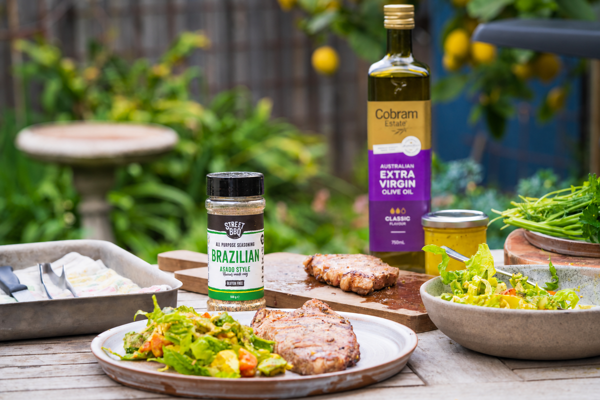Quick Cook Steak, Chopped Salad with Street BBQ Brazilian